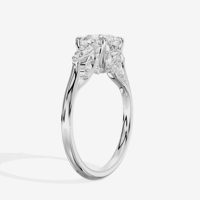 Classic Vowsae Three Stone Cushion Engagement Ring (3/5 ct. tw.) in Platinum
