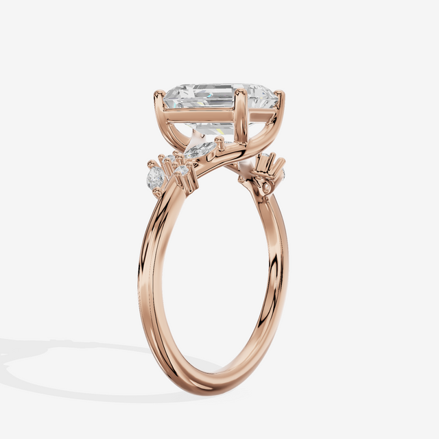 Vintage Trueheart Emerald Engagement Ring (1/6 ct. tw.) in 14K Rose Gold