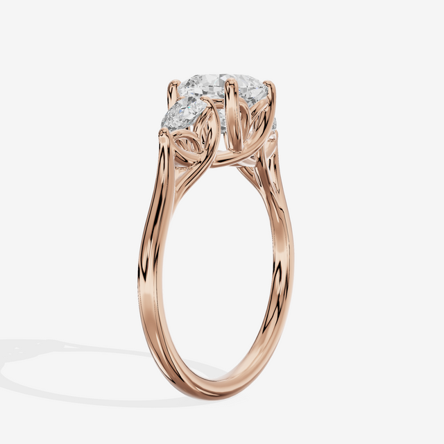 Grand Vowsae Three Stone Cushion Engagement Ring (2/5 ct. tw.) in 14K Rose Gold