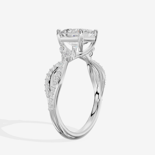 Luxe Domeline 1.5mm Asscher Solitaire Engagement Ring (1/8 ct. tw.) in Platinum
