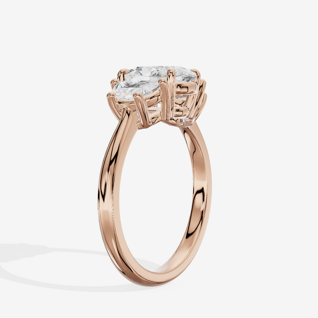 Vintage Sincere Three Stone Oval Engagement Ring (1/2 ct. tw.) in 18K Rose Gold