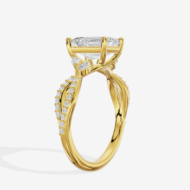 Luxe Lumera Emerald Engagement Ring with Side Stones (1/4 ct. tw.) in 18K Yellow Gold