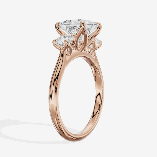 Eternal Sincere Three Stone Princess Engagement Ring (1/2 ct. tw.) in 18K Rose Gold