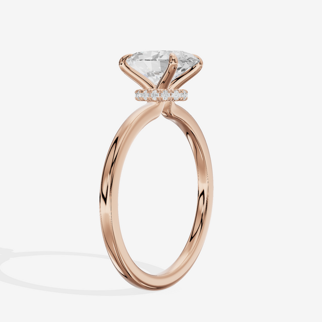 Sincere Halo Oval Engagement Ring (1/15 ct. tw.) in 18K Rose Gold