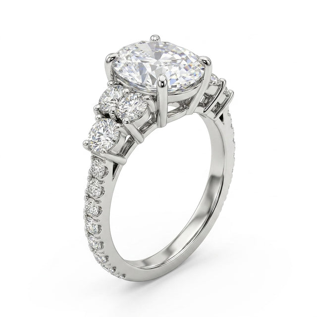 Solitaire Pavé Oval Engagement Ring (2.36 ct. tw.) in 18K White Gold