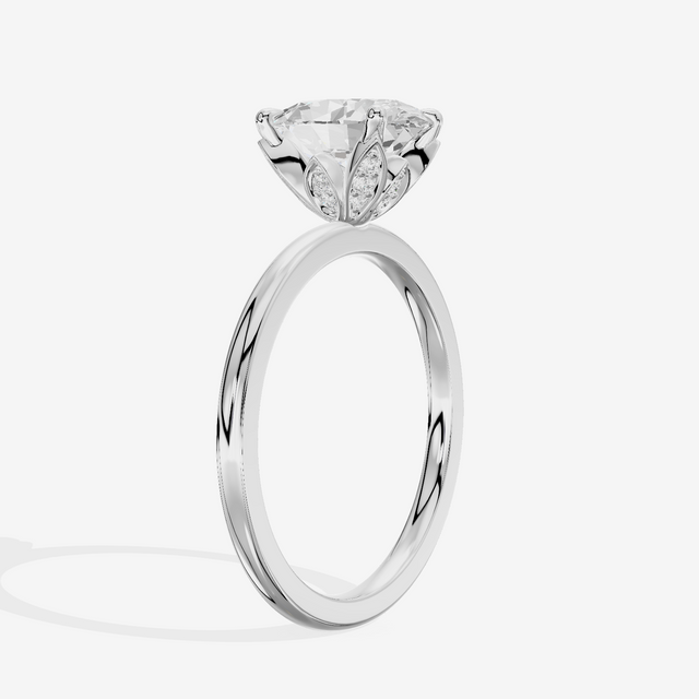 Whispered Vowsae Oval Engagement Ring with Side Stones (1/15 ct. tw.) in 14K White Gold