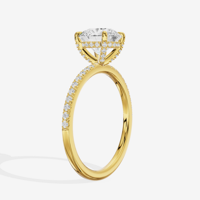 Bowed Sincere Round Engagement Ring with Side Stones (1/4 ct. tw.) in 14K Yellow Gold