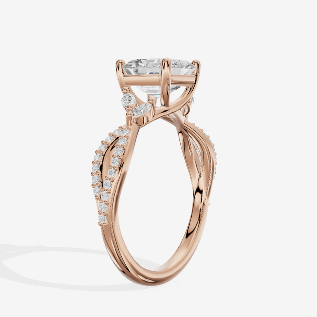 Luxe Domeline 1.5mm Asscher Solitaire Engagement Ring (1/8 ct. tw.) in 18K Rose Gold