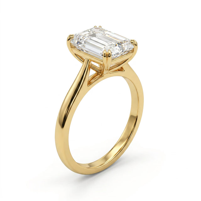 Solitaire Emerald Engagement Ring (3.12 ct.) in 18K Yellow Gold