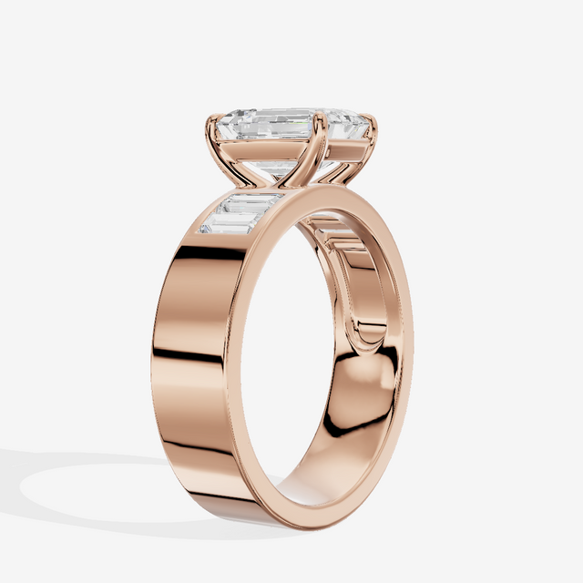 Grand Sincere Emerald Engagement Ring with Side Stones (3/5 ct. tw.) in 18K Rose Gold