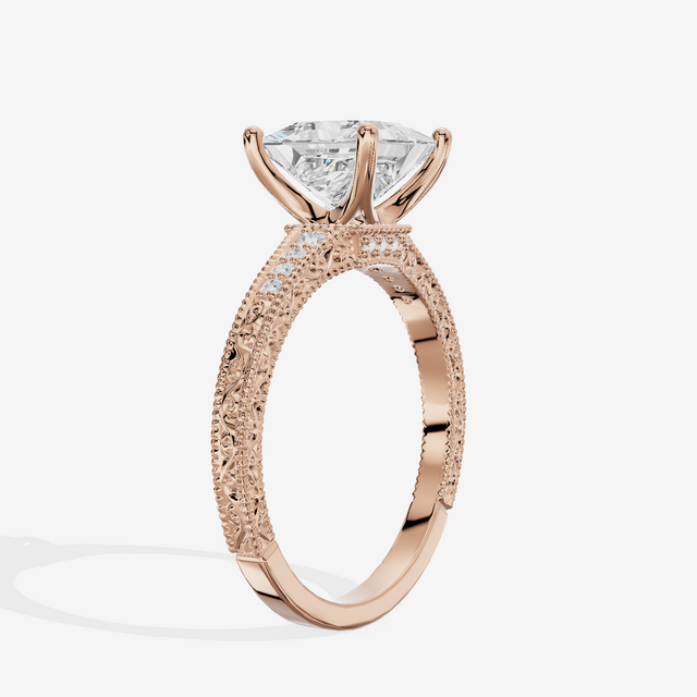 Vintage Sincere Princess Engagement Ring (1/10 ct. tw.) in 18K Rose Gold