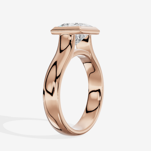 Cherubine 4mm Princess Bezel Engagement Ring in 14K Rose Gold