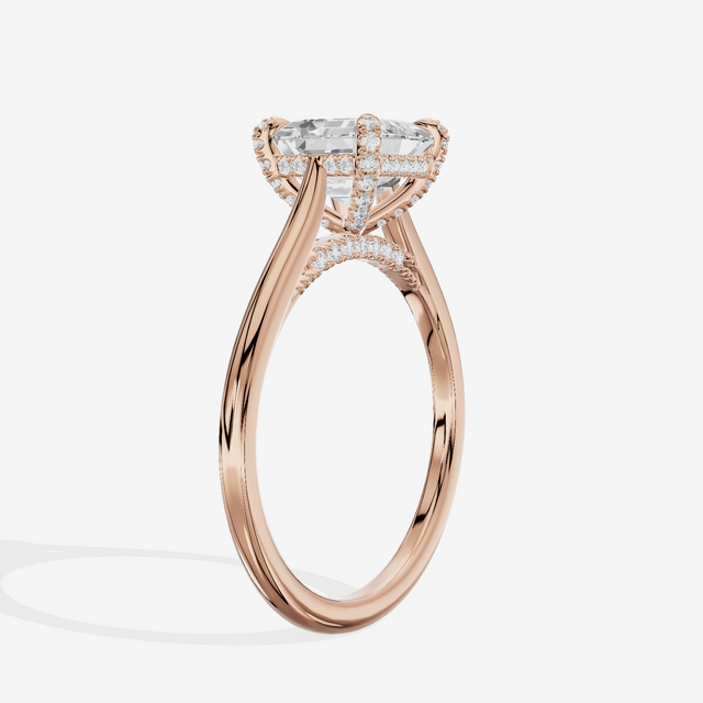 Grand Vowsae Asscher Engagement Ring with Side Stones (1/5 ct. tw.) in 14K Rose Gold