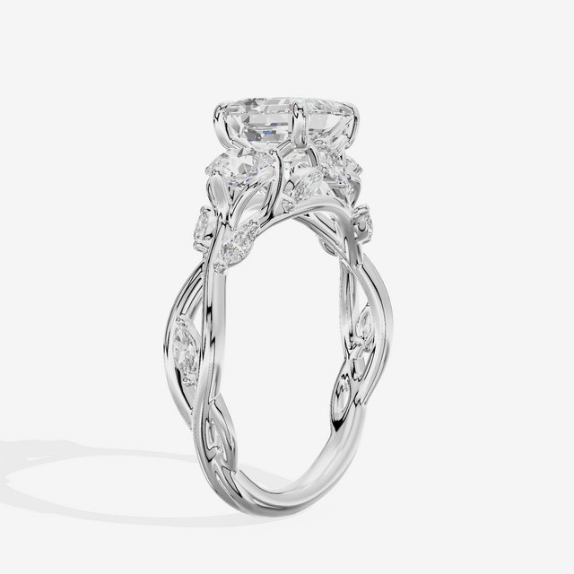 Modern Vowsae Three Stone Asscher Engagement Ring (3/4 ct. tw.) in 14K White Gold