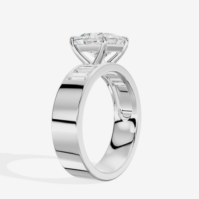 Grand Sincere Princess Engagement Ring with Side Stones (3/5 ct. tw.) in 14K White Gold