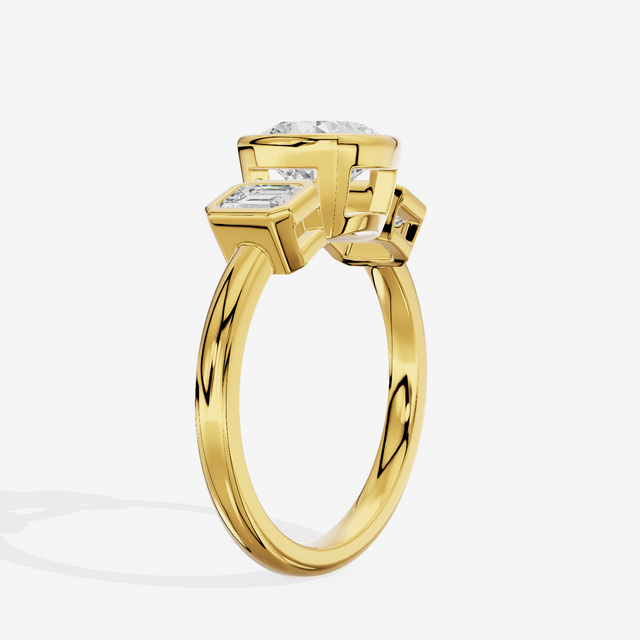 Selenia Three Stone Cushion Engagement Ring (1/2 ct. tw.) in 18K Yellow Gold
