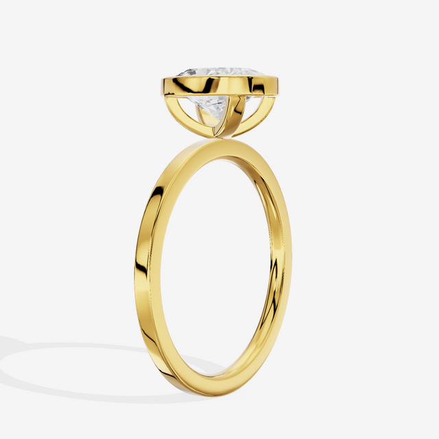 One of One Classic 1.5mm Oval Bezel Engagement Ring in 18K Yellow Gold