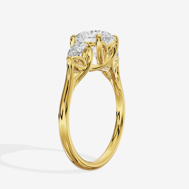 Grand Vowsae Three Stone Round Engagement Ring (2/5 ct. tw.) in 18K Yellow Gold