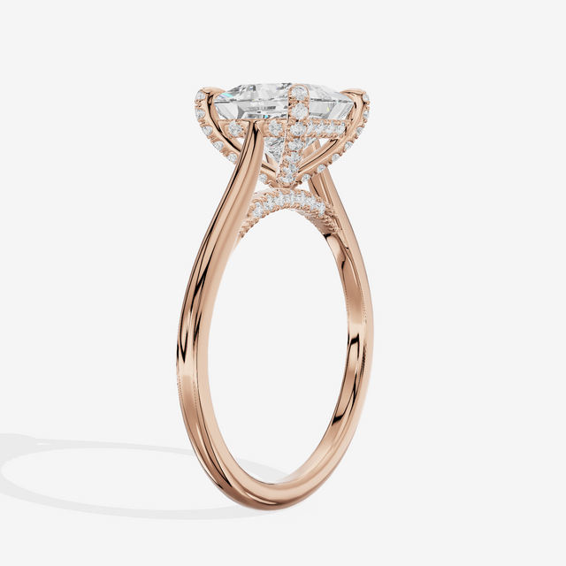 Grand Vowsae Princess Engagement Ring with Side Stones (1/5 ct. tw.) in 18K Rose Gold