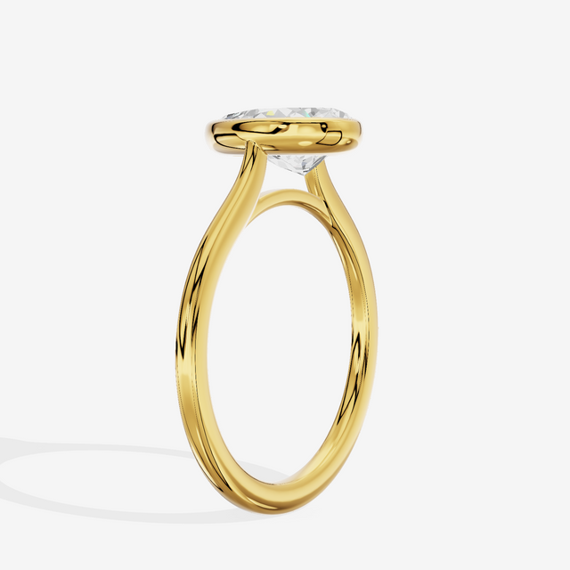 Petite Vowsae 1.5mm Pear Bezel Engagement Ring in 18K Yellow Gold