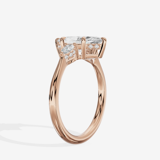 Petite Vowsae Three Stone Marquise Engagement Ring (1/4 ct. tw.) in 14K Rose Gold