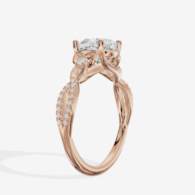Luxe Sincere Cushion Engagement Ring with Side Stones (1/10 ct. tw.) in 14K Rose Gold