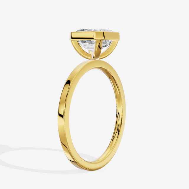 One of One Classic 1.5mm Asscher Bezel Engagement Ring in 14K Yellow Gold