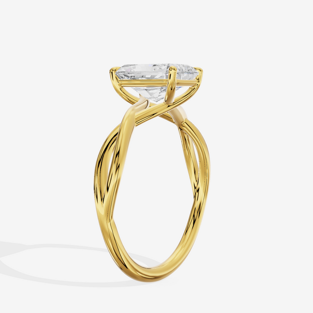 Twined Sincere Radiant Twisted Engagement Ring in 18K Yellow Gold