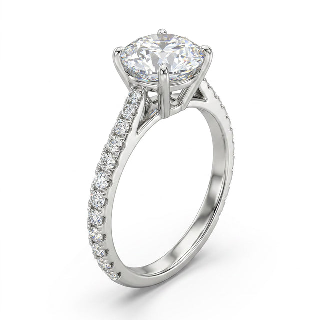 Cathedral Solitaire Pavé Round Engagement Ring (2.02 ct. tw.) in Platinum