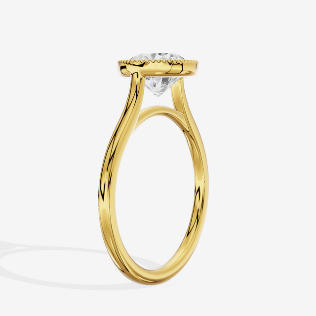 Modern Coeurine 1.5mm Round Bezel Engagement Ring in 14K Yellow Gold