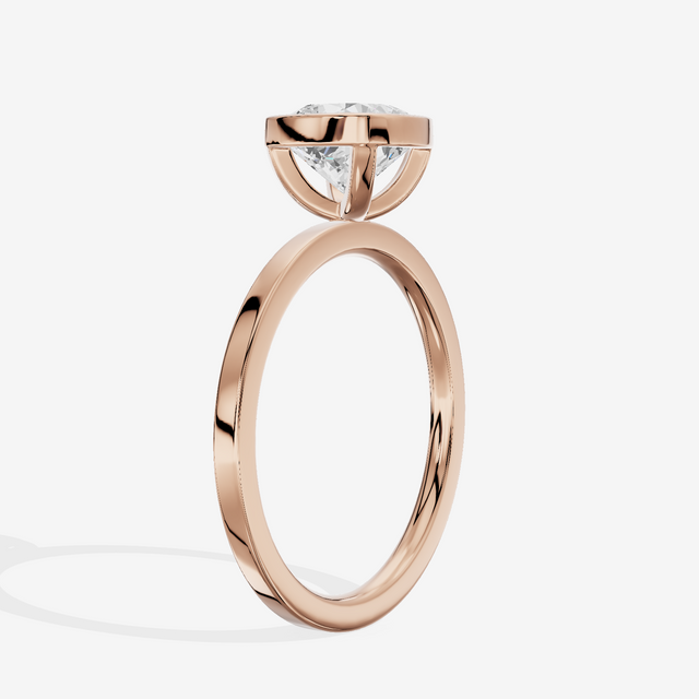 One of One Classic 1.5mm Cushion Bezel Engagement Ring in 18K Rose Gold