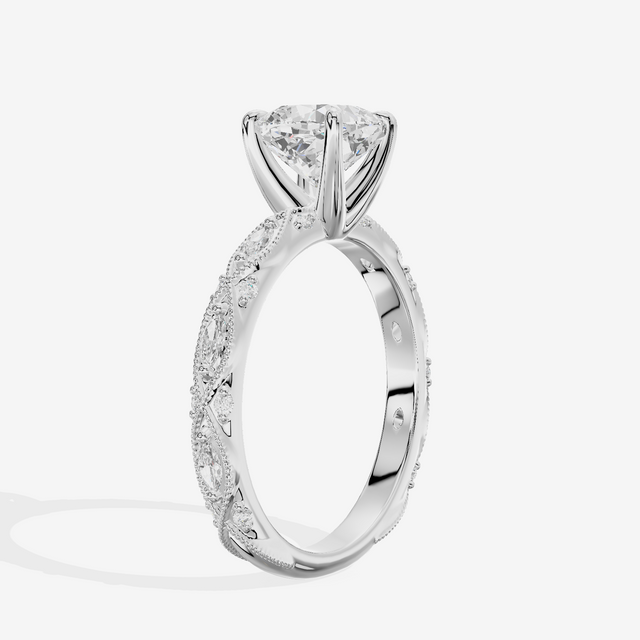Vintage Whisper Cushion Engagement Ring (1/4 ct. tw.) in 18K White Gold