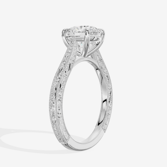 Vintage Vowsae Round Engagement Ring in Platinum
