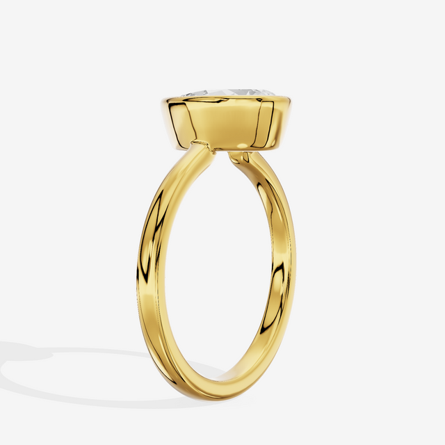 Trellise Bezel 2mm Pear Solitaire Engagement Ring in 18K Yellow Gold