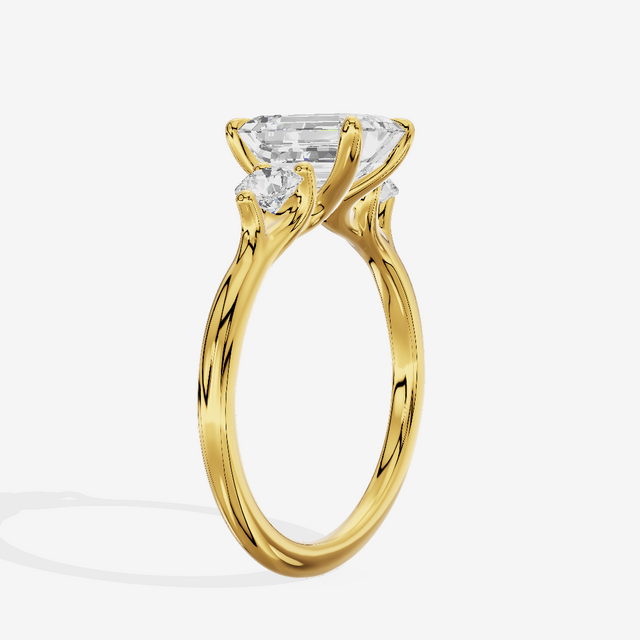 Eternal Vowsae Three Stone Emerald Engagement Ring (1/3 ct. tw.) in 14K Yellow Gold