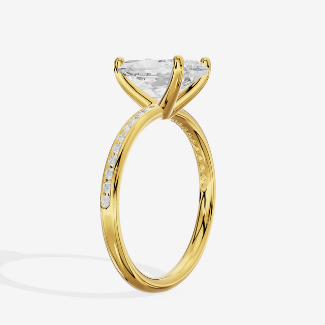 Classic Trellise Radiant Engagement Ring with Side Stones (1/8 ct. tw.) in 14K Yellow Gold