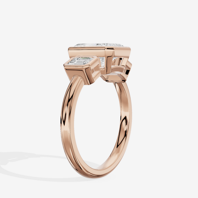 Selenia Three Stone Radiant Engagement Ring (1/2 ct. tw.) in 14K Rose Gold