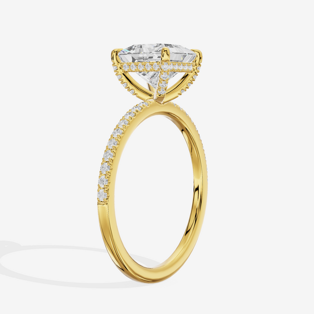 Bowed Sincere Princess Engagement Ring with Side Stones (1/4 ct. tw.) in 14K Yellow Gold
