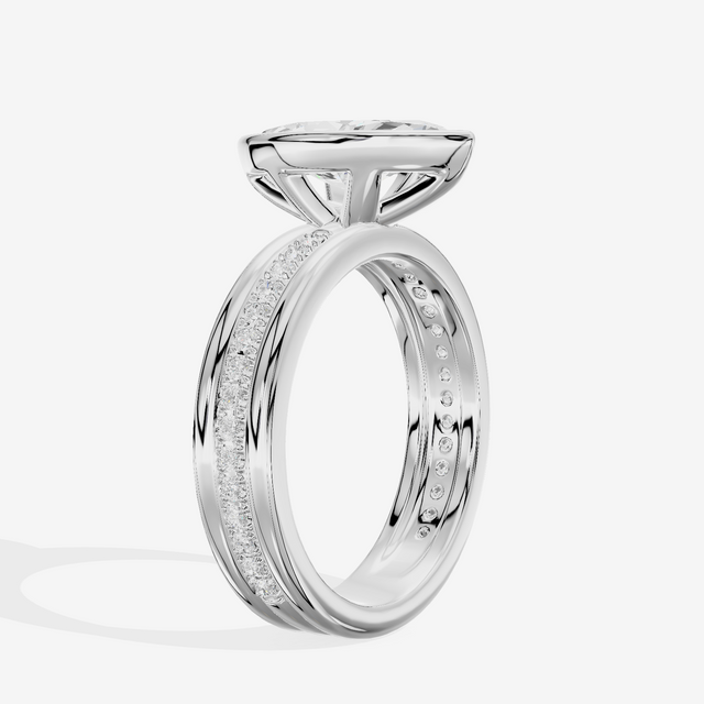Belovae Bezel Marquise Engagement Ring with Side Stones (1/4 ct. tw.) in Platinum