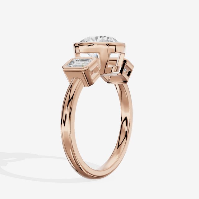 Selenia Three Stone Round Engagement Ring (1/2 ct. tw.) in 14K Rose Gold
