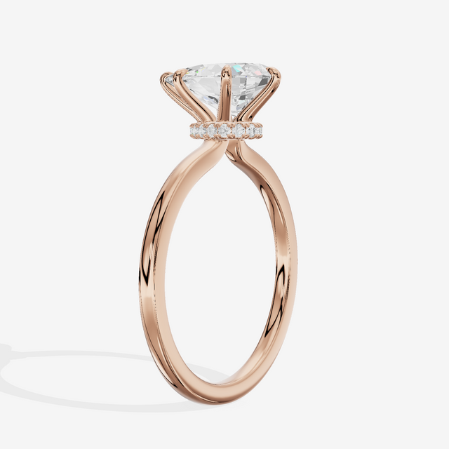 Sincere Halo Pear Engagement Ring (1/15 ct. tw.) in 18K Rose Gold
