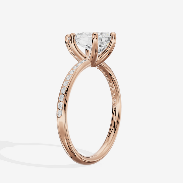 Classic Trellise Pear Engagement Ring with Side Stones (1/8 ct. tw.) in 14K Rose Gold