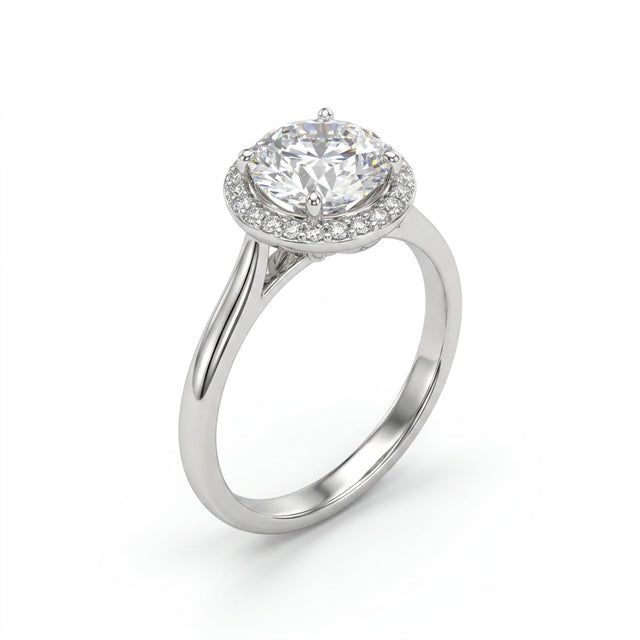 Halo Round Engagement Ring (1 ct. tw.) in 18K White Gold