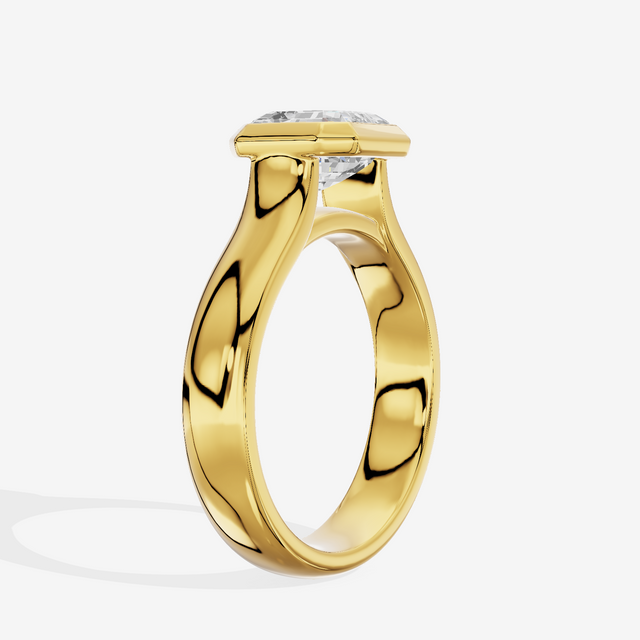 Cherubine 4mm Asscher Bezel Engagement Ring in 18K Yellow Gold