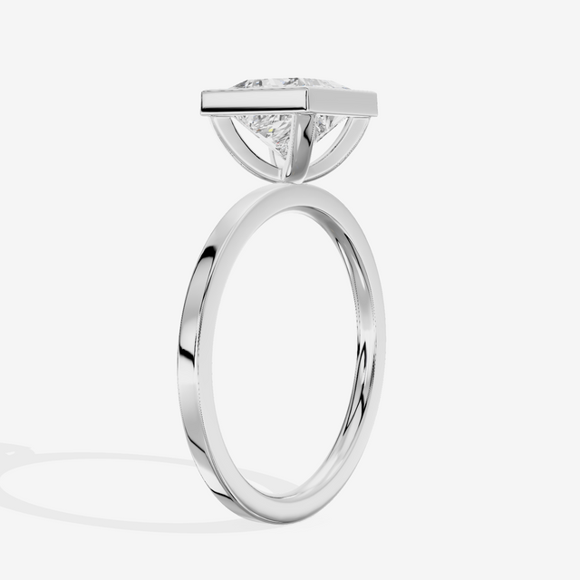 One of One Classic 1.5mm Princess Bezel Engagement Ring in Platinum