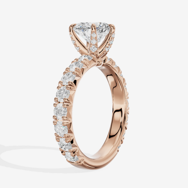 Crowned Sincere Heart Engagement Ring with Side Stones (3/4 ct. tw.) in 14K Rose Gold