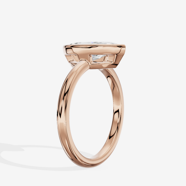 Tensare Bezel 2mm Marquise Solitaire Engagement Ring in 18K Rose Gold