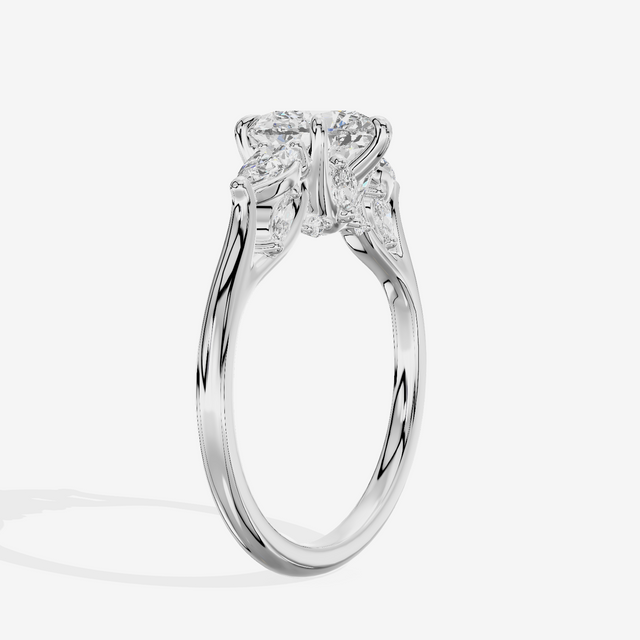 Classic Vowsae Three Stone Heart Engagement Ring (3/5 ct. tw.) in Platinum