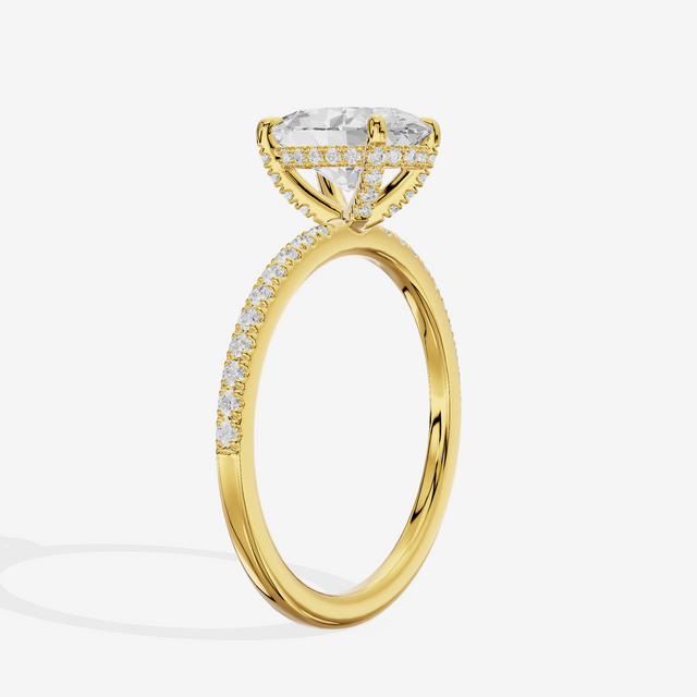 Bowed Sincere Oval Engagement Ring with Side Stones (1/4 ct. tw.) in 18K Yellow Gold