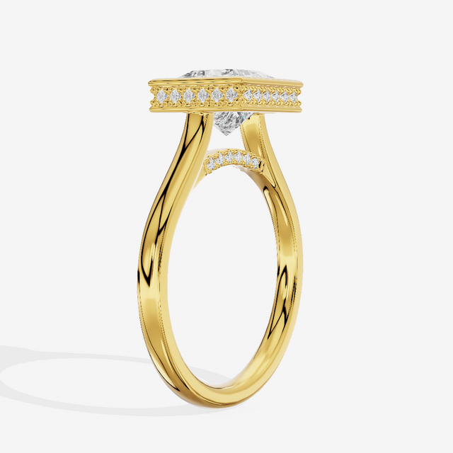 Sincere Hidden Halo Princess Engagement Ring (1/6 ct. tw.) in 14K Yellow Gold